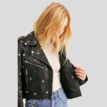 Eva Black Studded Leather Jacket - Image 2