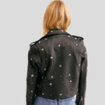 Eva Black Studded Leather Jacket - Image 3