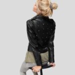 Isla Black Studded Leather Jacket - Image 4