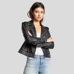 Jasmine Black Studded Leather Jacket - Image 4