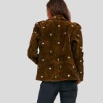 Melody Brown Studded Suede Leather Jacket - Image 2