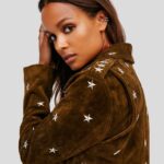 Melody Brown Studded Suede Leather Jacket - Image 4