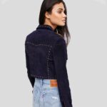 Eliza Blue Studded Suede Leather Jacket - Image 2