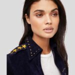 Eliza Blue Studded Suede Leather Jacket - Image 3