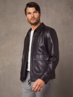 Men Vintage Black Leather Jacket - Image 7