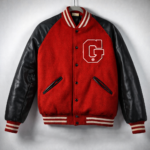 Baseball Hooded Red and Black Varsity Jacket