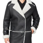 Shearling Sheepskin Car Coat Black