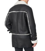 Shearling Sheepskin Car Coat Black - Image 2