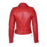 Women Red  RAF B3 Sheepskin Biker Leather Jacket - Image 2