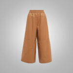 Women Soft Sheepskin Brown leather pants