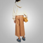 Women Soft Sheepskin Brown leather pants - Image 2