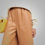 Women Soft Sheepskin Brown leather pants - Image 3