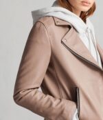 Emily Beige Motorcycle Leather Jacket - Image 2
