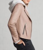 Emily Beige Motorcycle Leather Jacket - Image 4