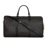 Large Travel Black Leather Duffle Bag
