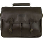 Mens Dark Brown Barbour Leather Briefcase