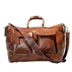 Brown Leather Travel Duffle Bag