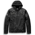 Replica Men's Harley Davidson Biker Leather Jacket with Hood