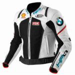White Black BMW Motorcycle Racing Leather Jacket