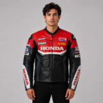 Honda Racing Cowhide Leather Motorcycle Jacket
