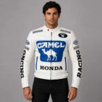 Replica Max Biaggi Camel Honda Motorcycle Leather MotoGP Jacket
