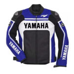 Replica Men Blue White Sport Motorcycle Leather Riding Jacket Racing YAMAHA Style
