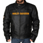 Replica Harley Davidson Black Motorcycle Biker Vented Jacket