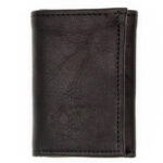Mens Trifold Military Grade Black Leather Wallet