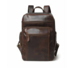 Alpha Brown Buffalo Leather Travel Backpack