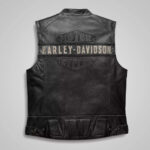 Replica Harley Davidson Men's Motorcycle Black Leather Biker Vest - Image 2