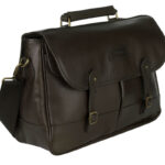 Mens Dark Brown Barbour Leather Briefcase - Image 3
