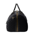 Black Embroidered Fabric Leather Duffel Bag - Image 2