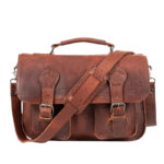 Ryder Reserve Bison Brown Leather Briefcase Bag - Image 2