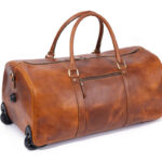 Tan Brown Leather Trolley Bag - Image 2