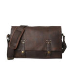 Walker Dark Brown Leather Messenger Bag - Image 2