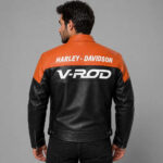 Replica Harley Davidson V-rod Motorcycle Racing Leather Jacket - Image 2