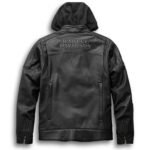Replica Men's Harley Davidson Biker Leather Jacket with Hood - Image 2