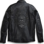 Replica Men's Harley Davidson Biker Leather Jacket with Skull Logo - Image 2