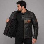 Replica Men’s Harley Davidson Astor Patches Distressed Leather Jacket - Image 2
