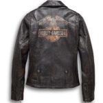 Replica Women Harley Davidson Distressed Leather Biker Jacket - Image 2