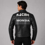 Replica Black Honda Motorbike Real Cowhide Leather Jacket - Image 2