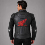 Replica Black Honda Motorbike Style Leather Jacket - Image 3
