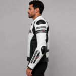 Replica Honda Black White Racing Leather Jacket - Image 2