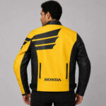 Replica Honda HRC Black Yellow Racing Leather Jacket - Image 2