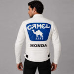 Replica Max Biaggi Camel Honda Motorcycle Leather MotoGP Jacket - Image 2