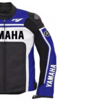 Replica Men Blue White Sport Motorcycle Leather Riding Jacket Racing YAMAHA Style - Image 3