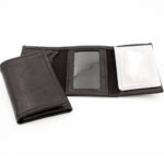 Mens Trifold Military Grade Black Leather Wallet - Image 2