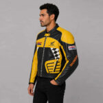 Replica Honda Black Yellow Motorcycle Racing Leather Jacket - Image 3