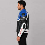 Replica Honda Blue Black Racing Leather Jacket - Image 3
