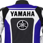 Replica Men Blue White Sport Motorcycle Leather Riding Jacket Racing YAMAHA Style - Image 4